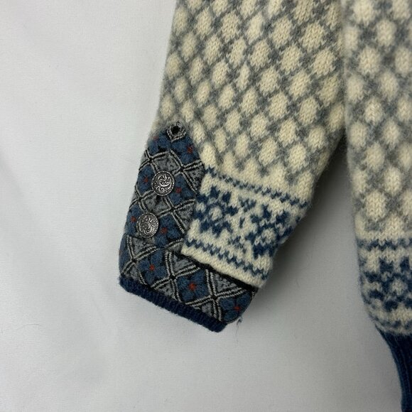Vintage Dale Of Norway Fair Isle Wool Cardigan  Women Small/XS Blue Nordic Clasp - Picture 11 of 16